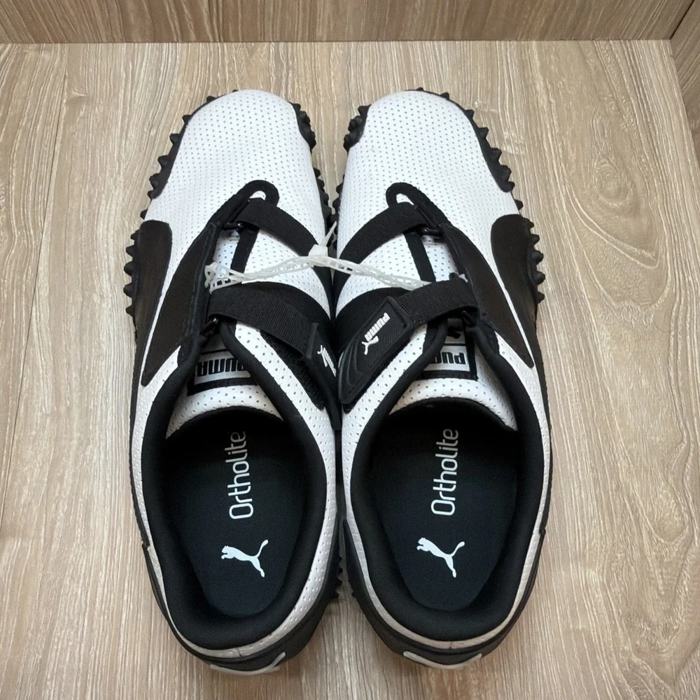 Puma Mostro Perforated Leather Pack Men's White Black Size 10.5 397331-01